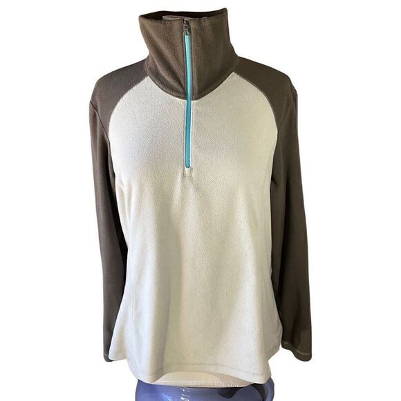 Columbia Fleece Women’s Two Tone Quarter Zip Pullover, XL. Grey - Picture 3 of 11